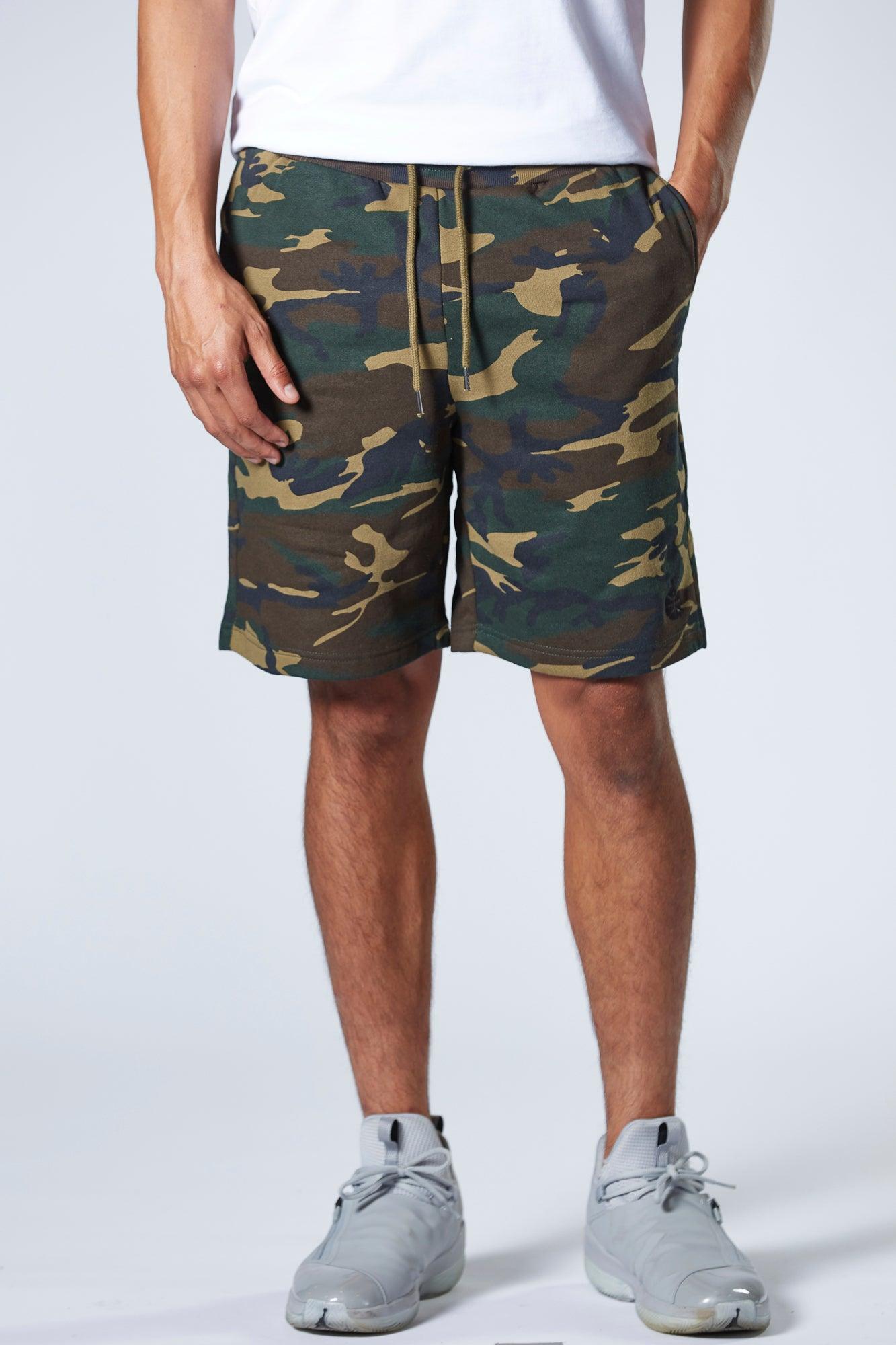 camo sweat shorts mens